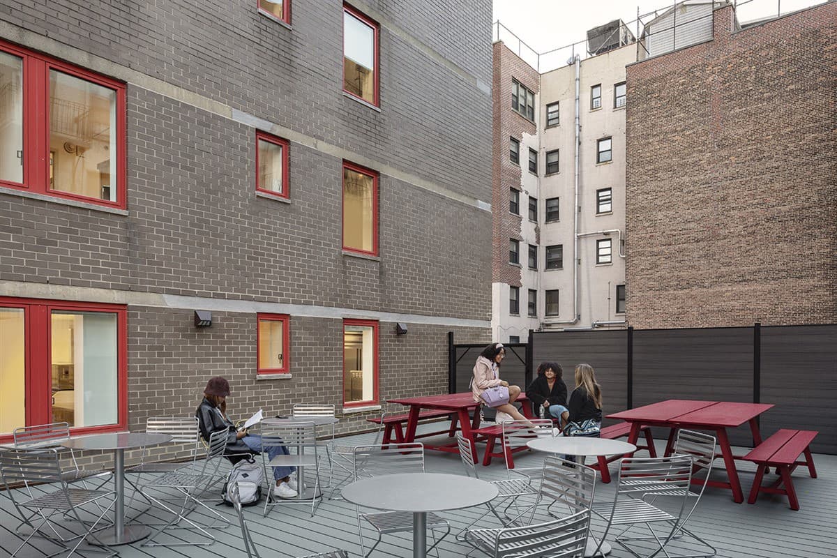 The private rooftop patio gives students an opportunity to  enjoy some fresh air in the midst of New York City.